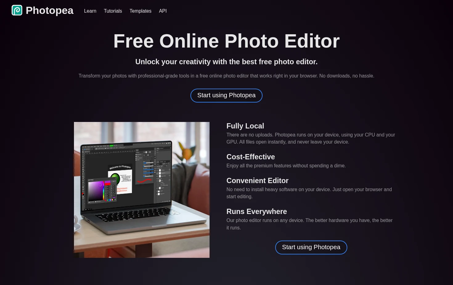 Photopea 页面快照